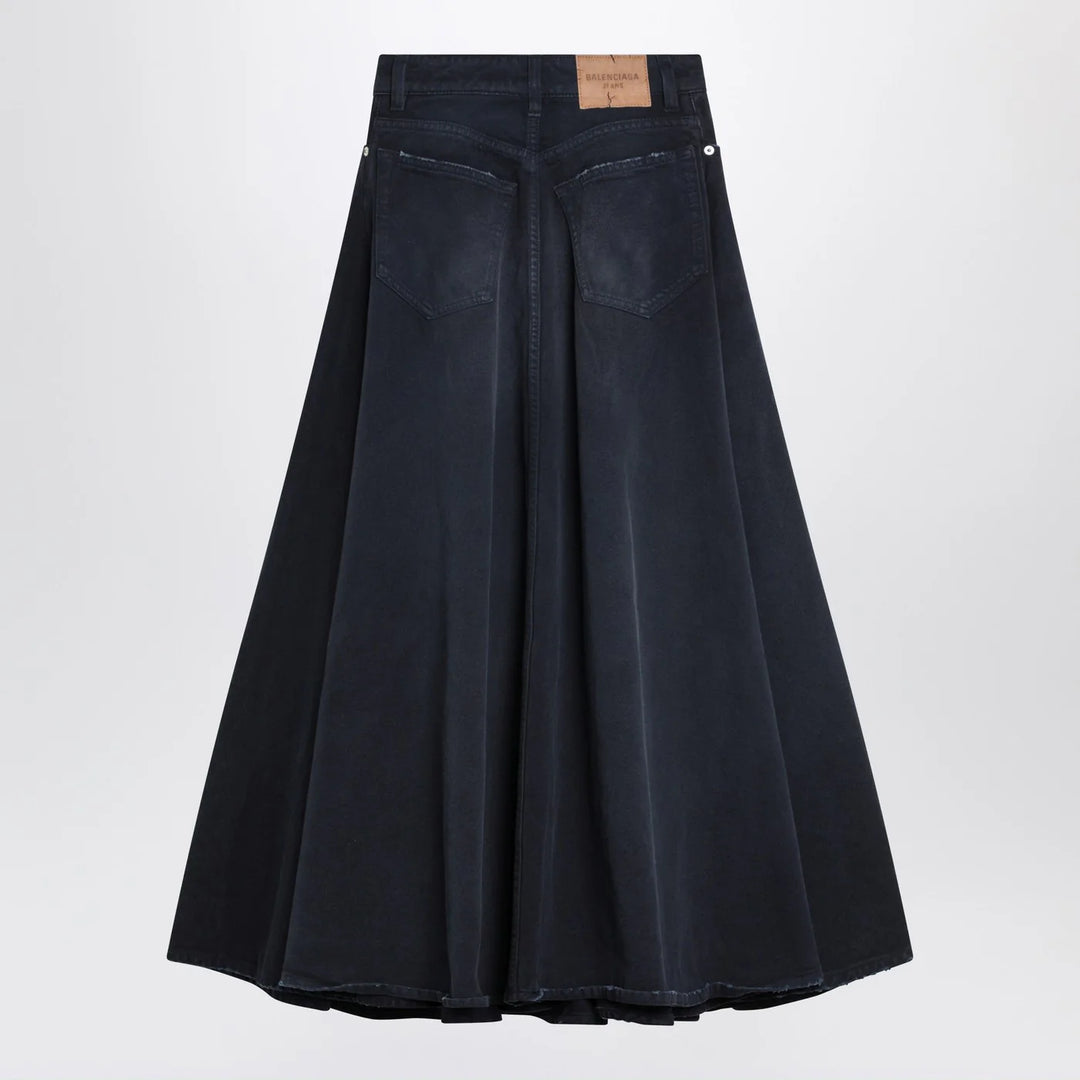 Balenciaga - Navy blue maxi godet denim skirt
