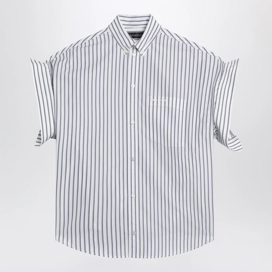 Balenciaga - White striped shirt with turn-up sleeves