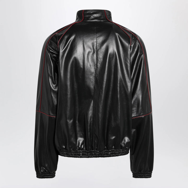 Balenciaga - Black/burgundy zip-up leather sweatshirt