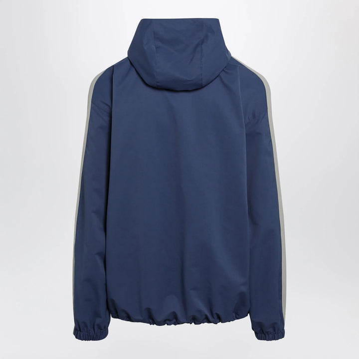 Balenciaga - Washed-effect technical satin track jacket in navy