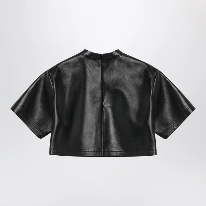 Balenciaga - Black Cropped Leather Top