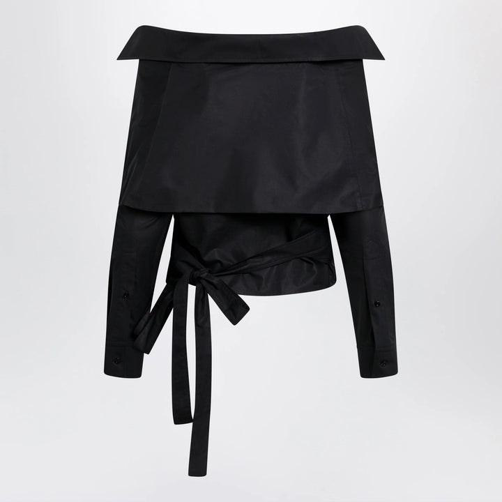 Balenciaga - Off-shoulder wrap shirt in black