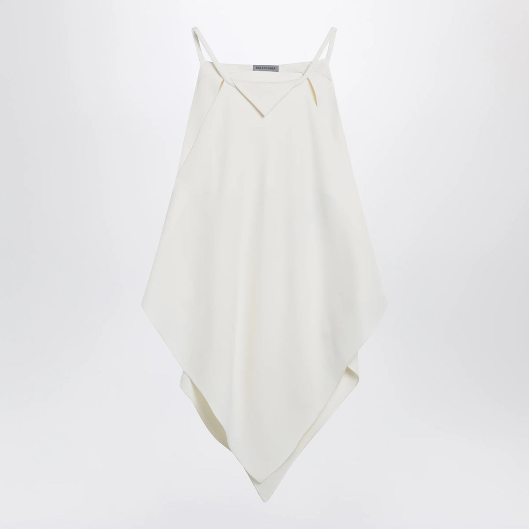 Balenciaga - Scarf-inspired wool and silk crepe top in ivory