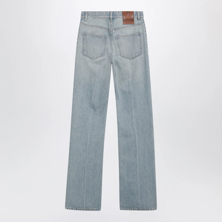 Valentino - Straight-leg cotton denim jeans in light blue