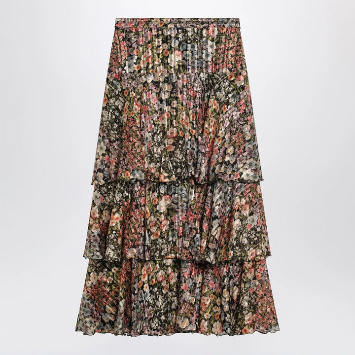 Valentino - Silk tiered skirt with floral print