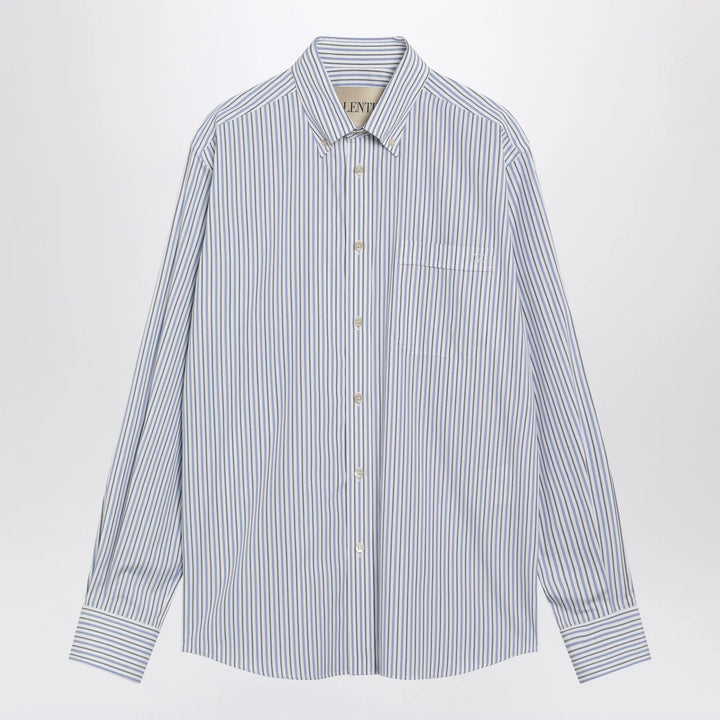 Valentino - Ivory shirt with light blue and blue stripes
