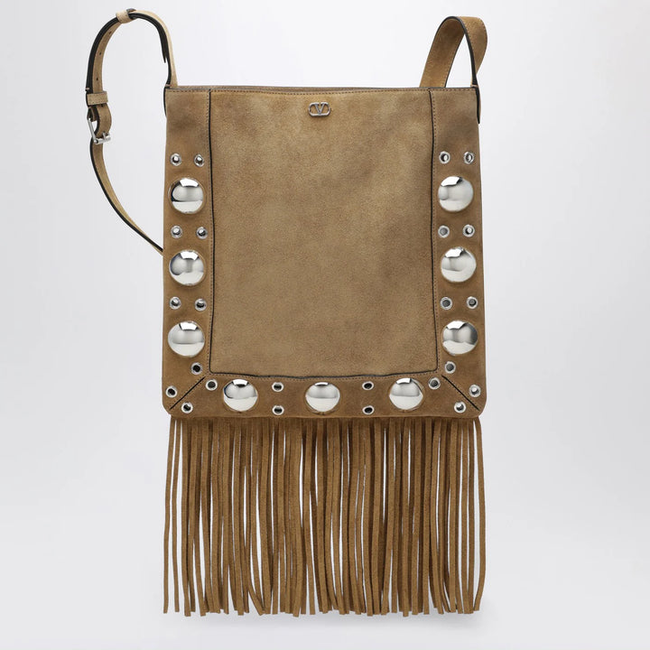 Valentino Garavani - Beige Nellcôte bag in suede with fringes