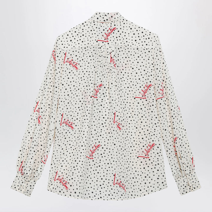 Valentino - Vanilla silk shirt with logo print