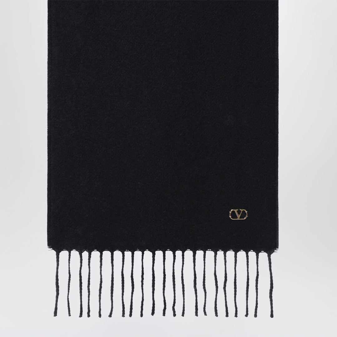 Valentino Garavani - Black cashmere scarf with VLogo detail