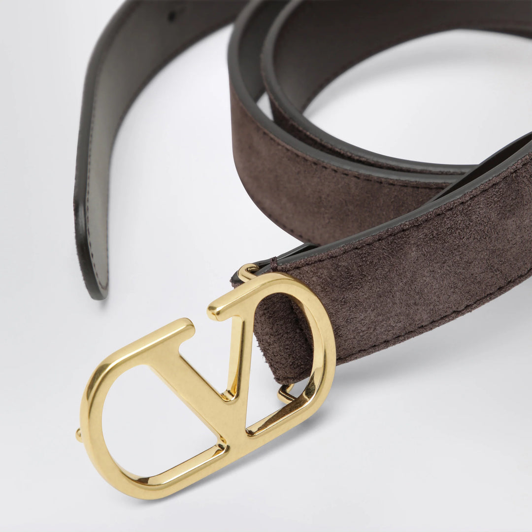 Valentino Garavani - VLogo Signature Belt in Ebony Suede