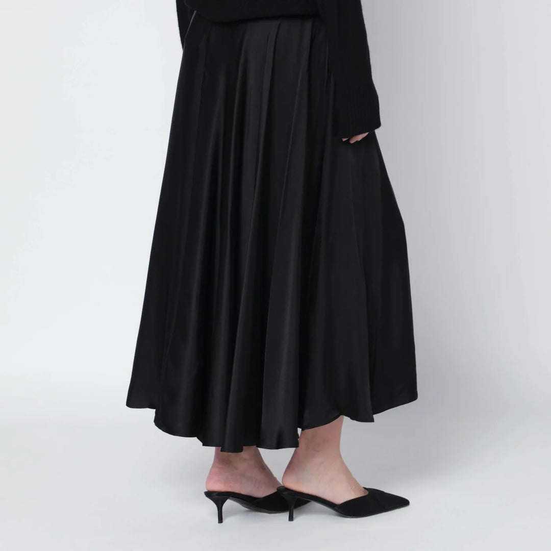 ANINE BING - Black Christina silk-blend midi skirt