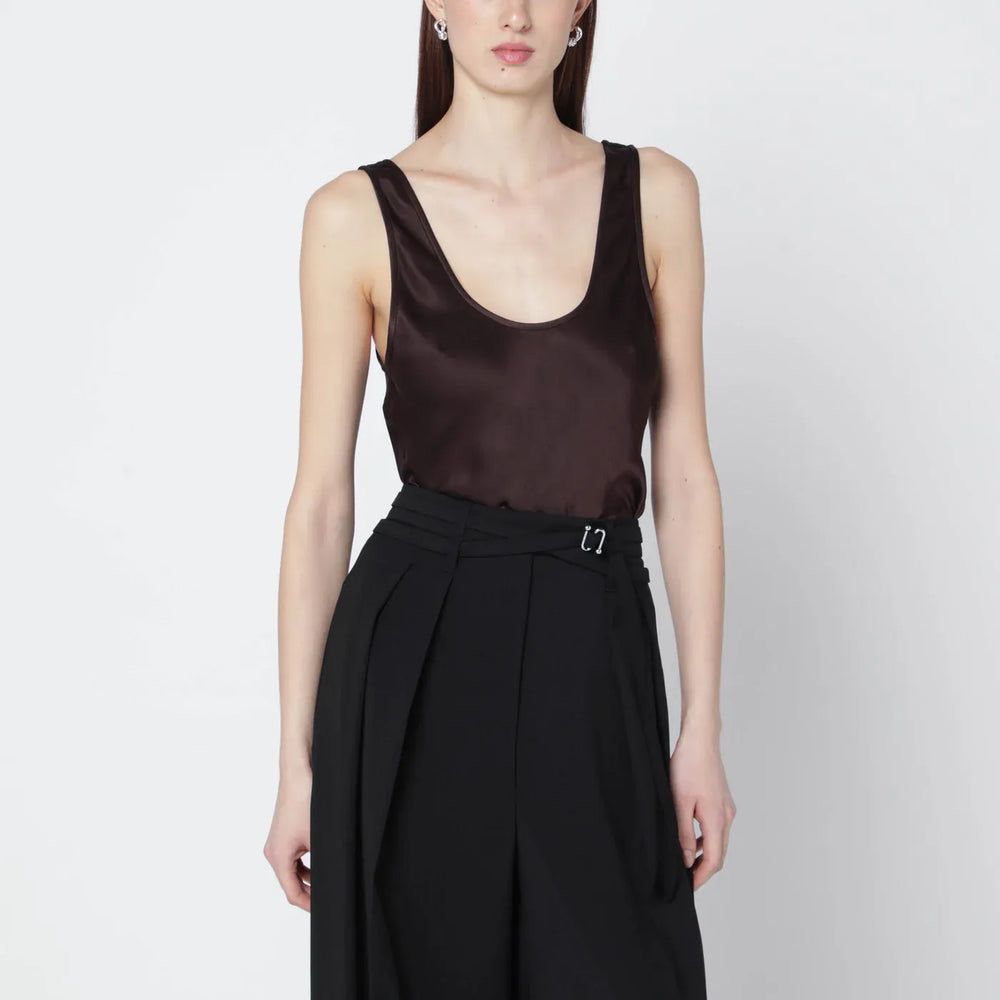 ANINE BING - Brown Lea silk top Brand Shirts & Tops XS