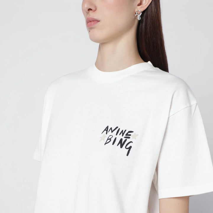 ANINE BING - Ivory T-shirt with logo print