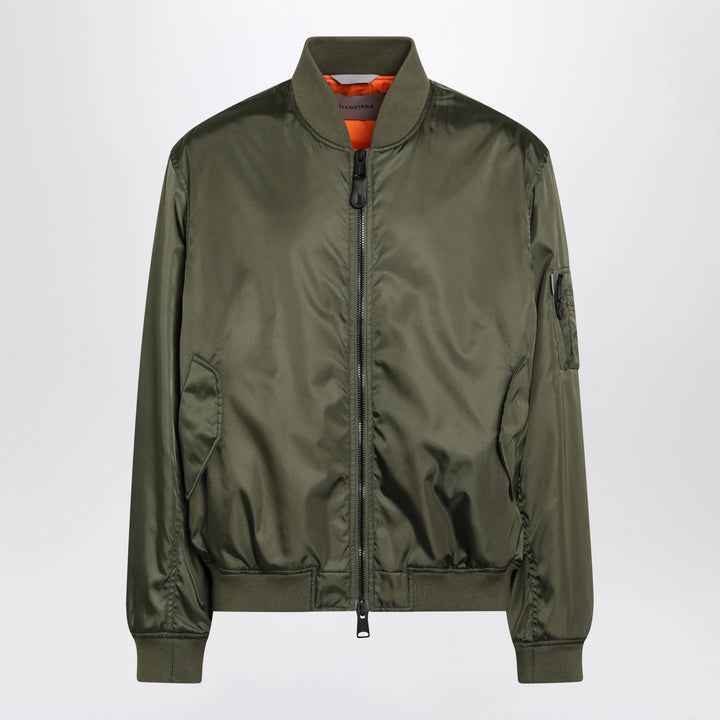 Balenciaga - Khaki green nylon zip-up jacket