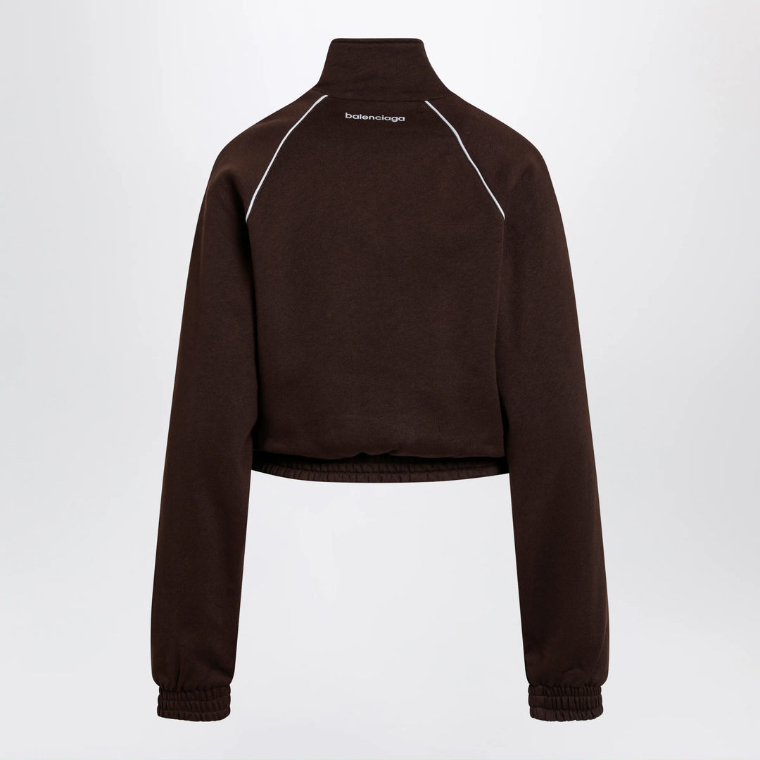 Balenciaga - Techwear zip-up jacket in mocha dry fleece