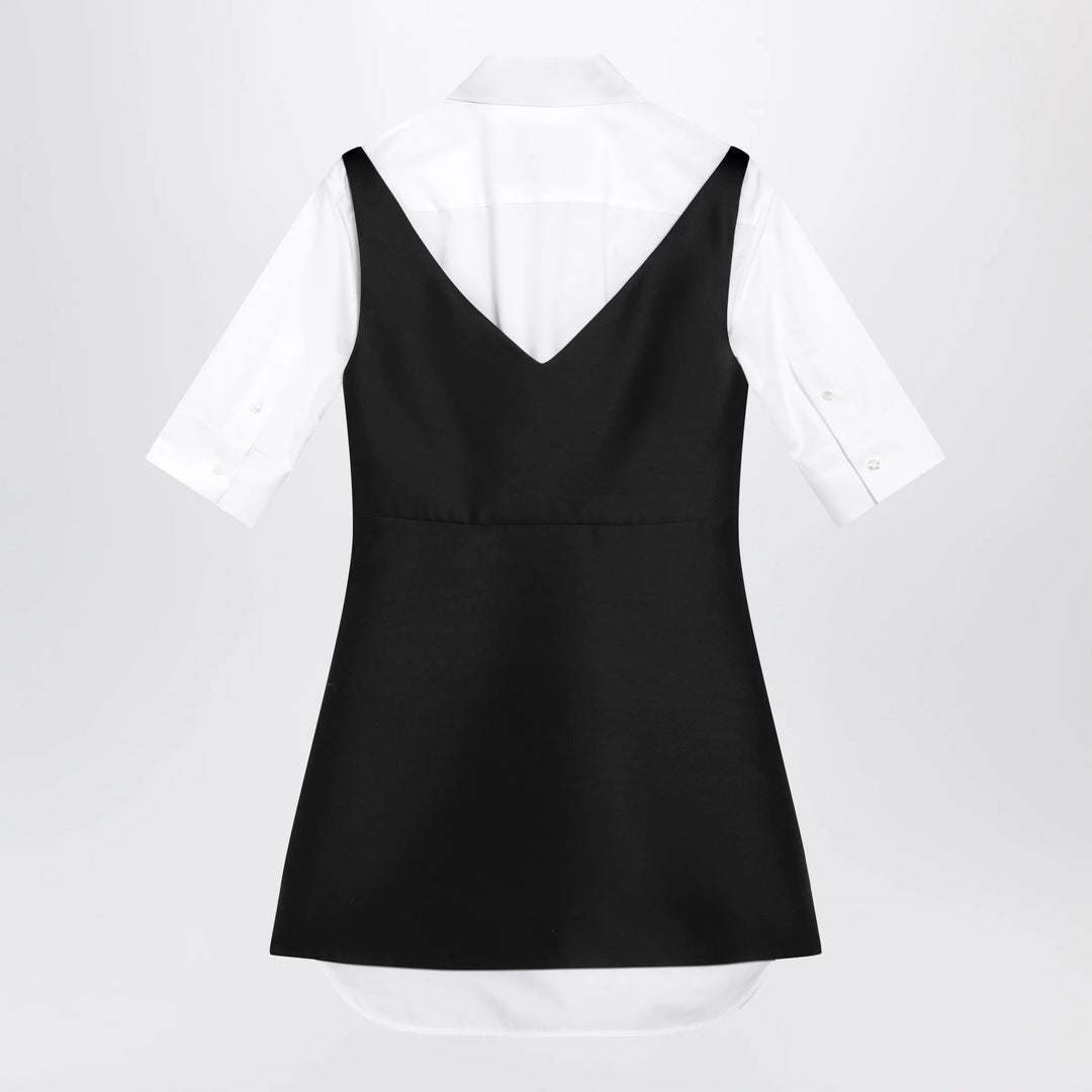 Balenciaga - Hybrid chemisier mini dress in wool and silk black