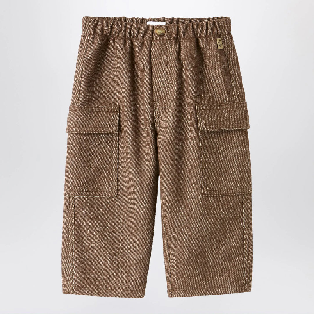 Il Gufo - Brown cotton-blend cargo trousers