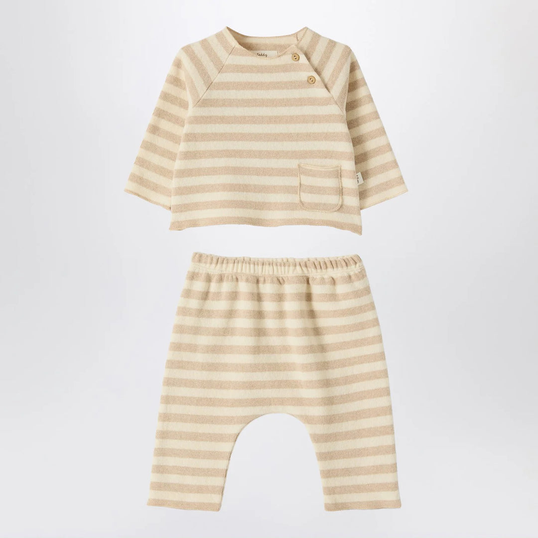 Teddy &amp; Minou - Two-piece beige striped knit set