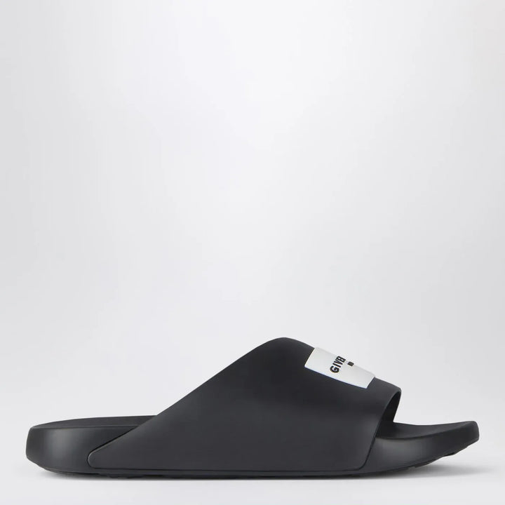 Givenchy - Black rubber Label Slide flat mules Brand Shoes