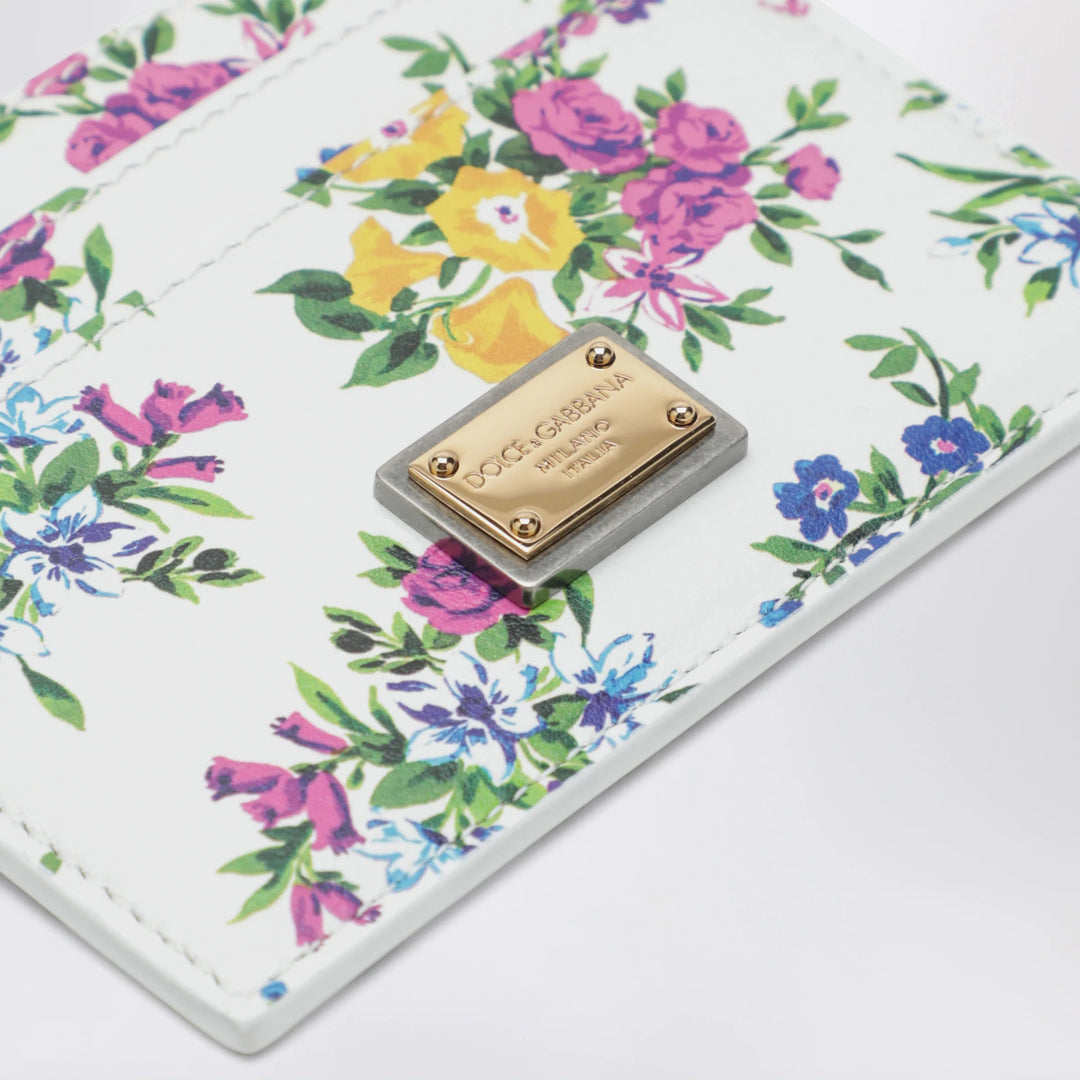 Dolce&amp;Gabbana - Printed calfskin leather card holder in off-white floral