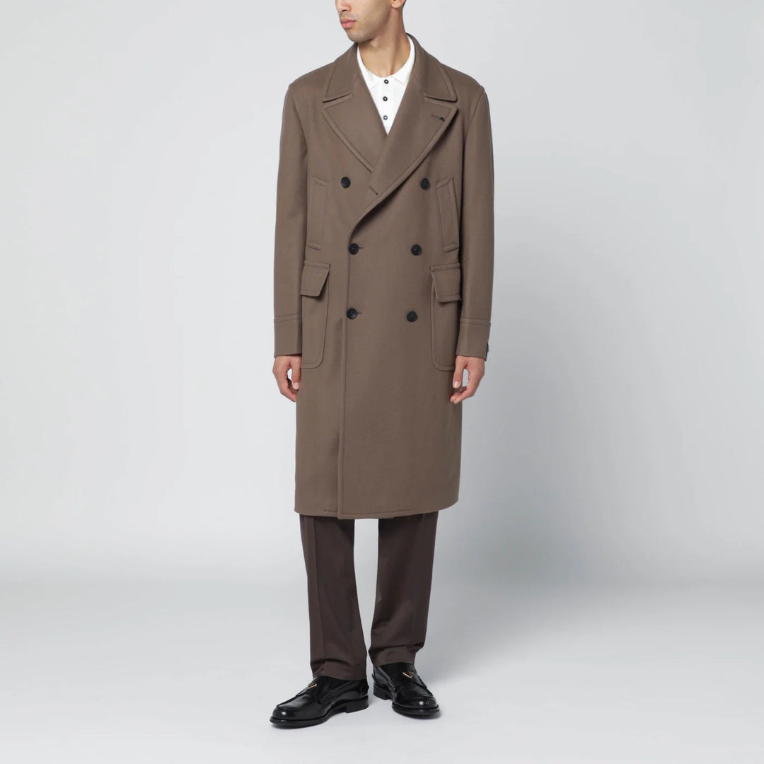 Tagliatore - Taupe double-breasted wool-blend coat
