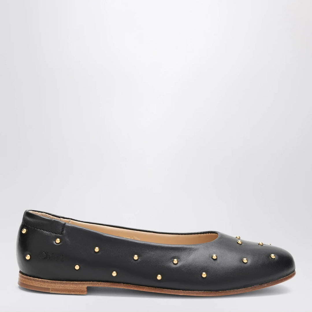 Black ballet flats with small studs