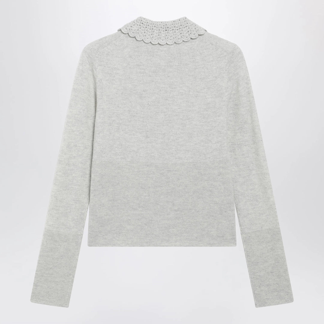 Chloé - Slim-fit logo wool cardigan in Sweet Grey