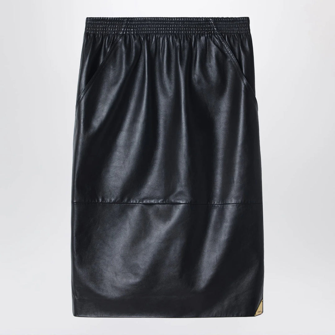 Chloé - Black pencil skirt in plongé nappa leather