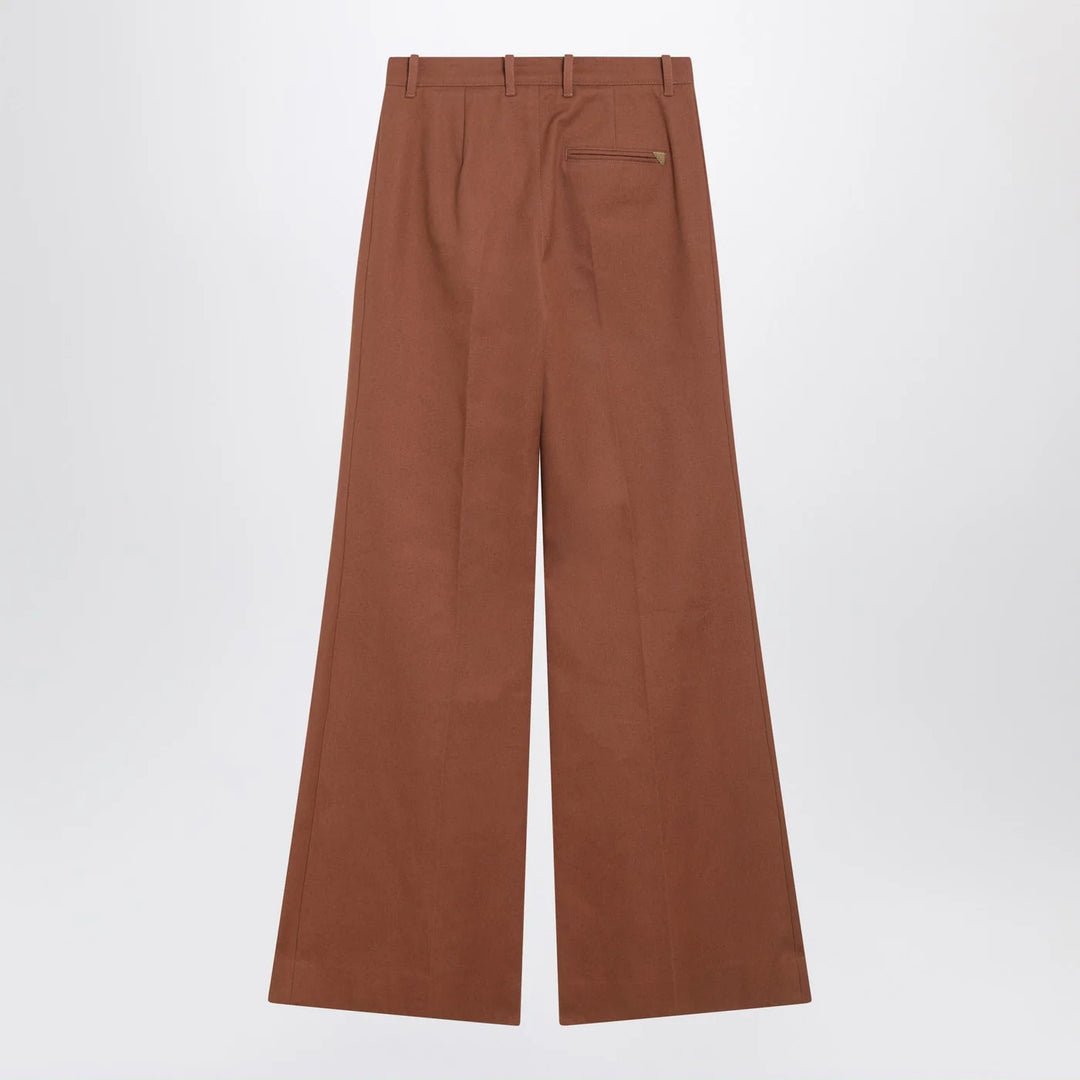 Chloé - Flared cotton trousers in nougat colour