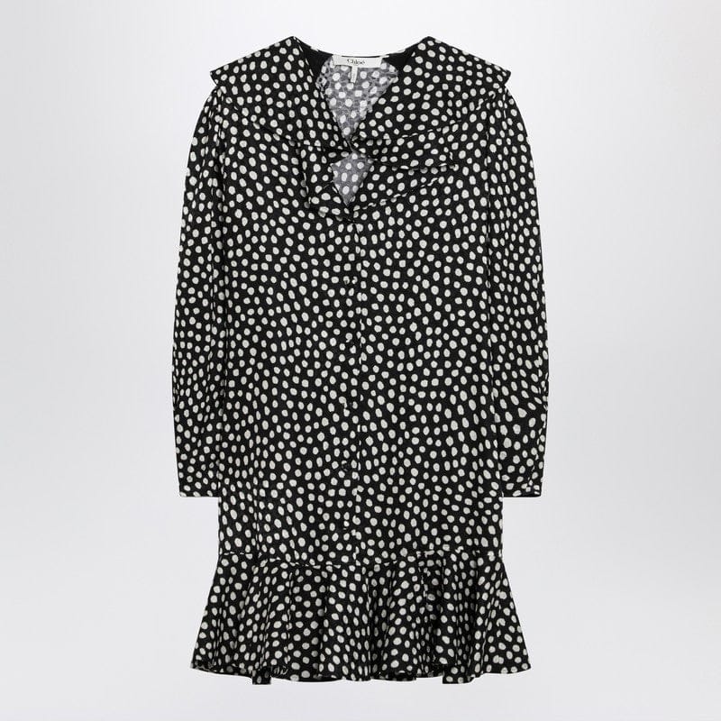 Dresses Chloé - Black silk jacquard mini dress with polka dot print - 40 FR Brand