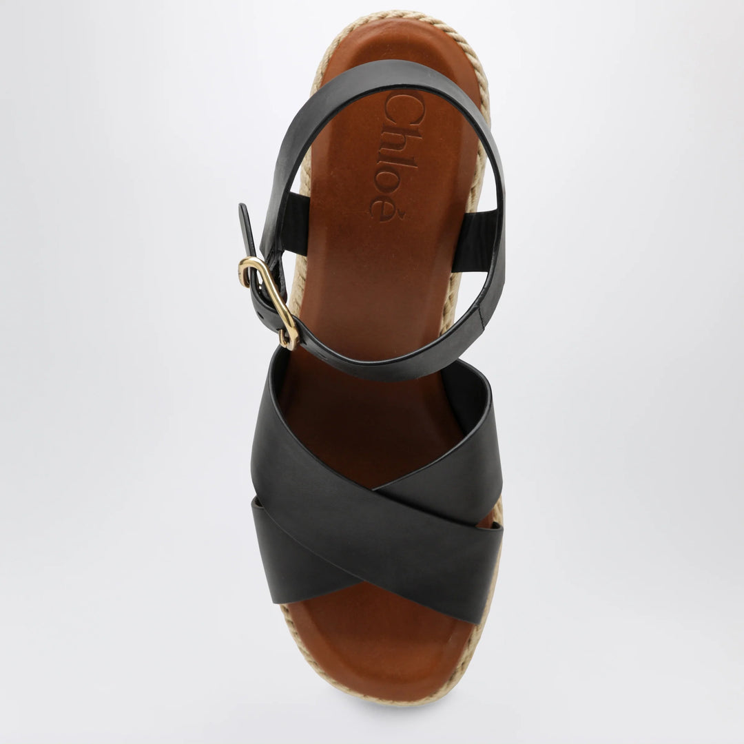 Chloé - Sand wedge sandals in calfskin leather in black