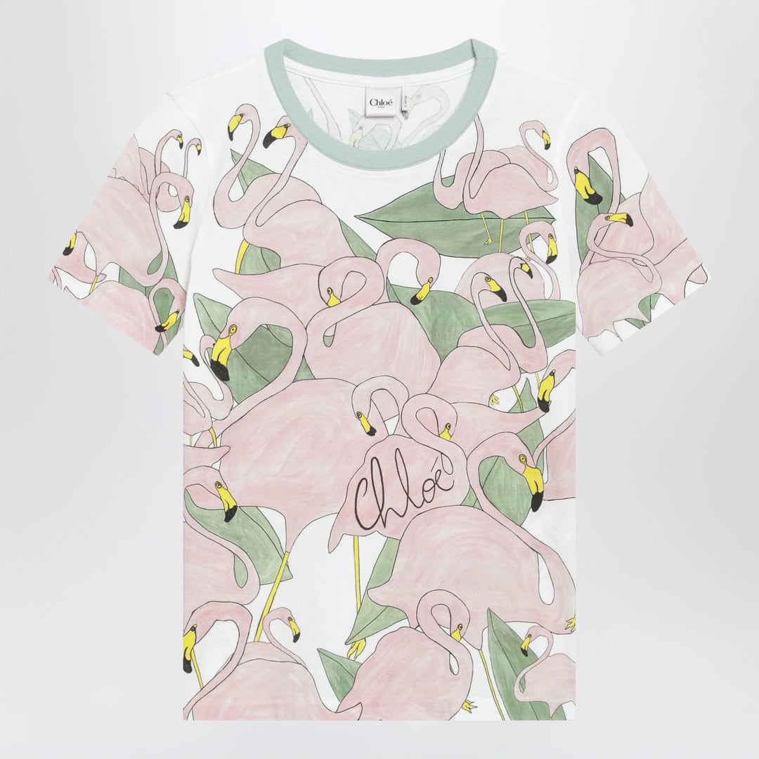 Chloé - Baby-fit crew-neck T-shirt in organic cotton jersey, multicolor