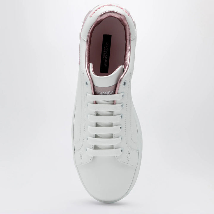 Dolce&amp;Gabbana - Portofino white/pink leather sneakers
