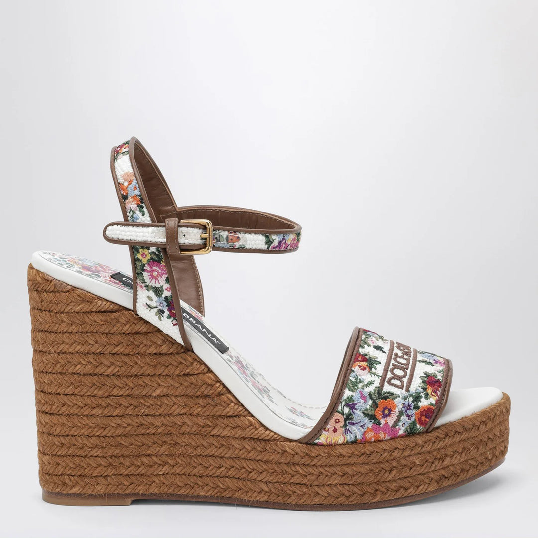 Dolce&amp;Gabbana - Wedge sandals with logo embroidery