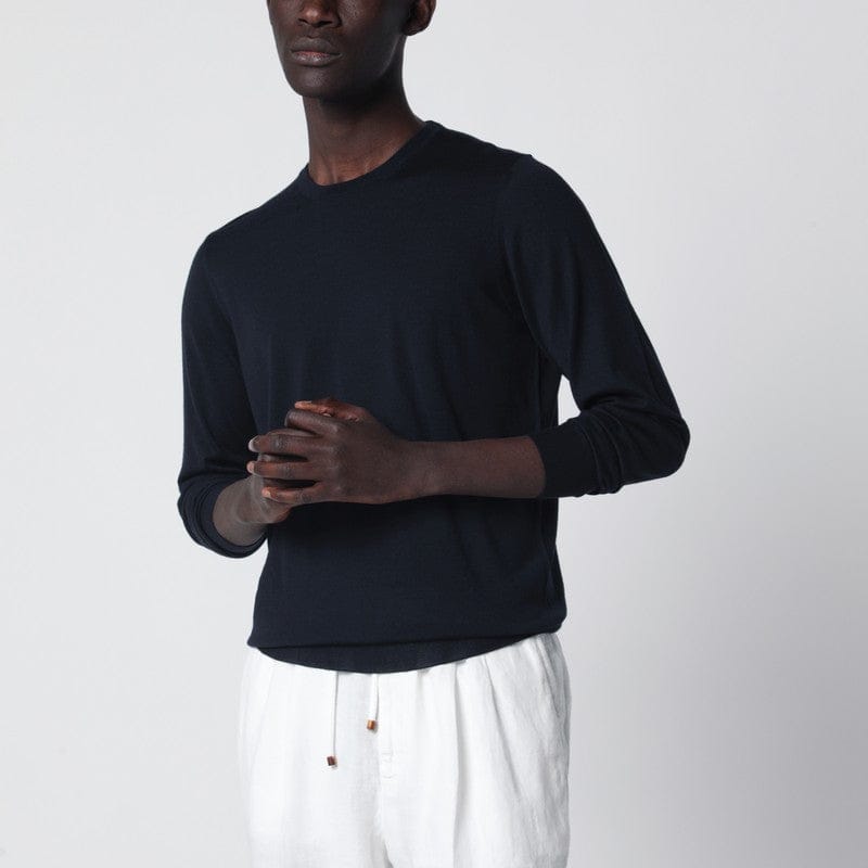 Shirts & Tops Drumohr - Navy blue wool crew-neck sweater - 56 IT Brand