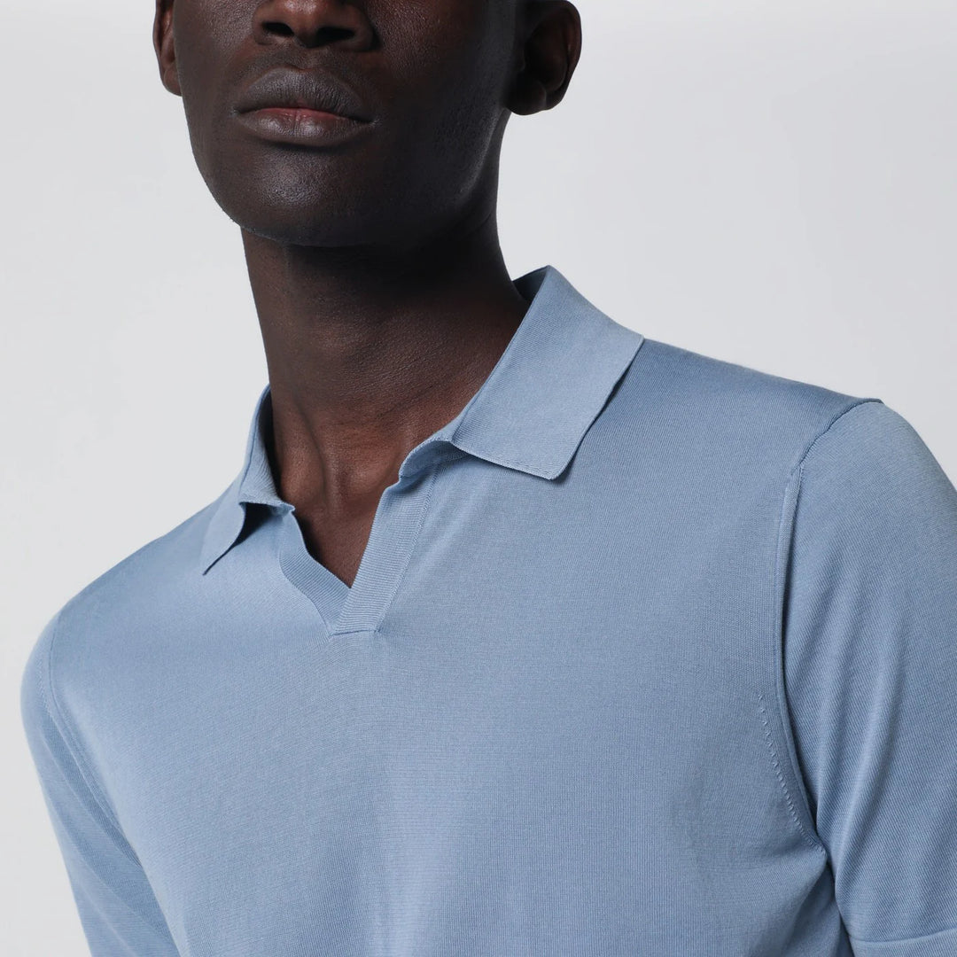 Drumohr - Light blue cotton knit polo