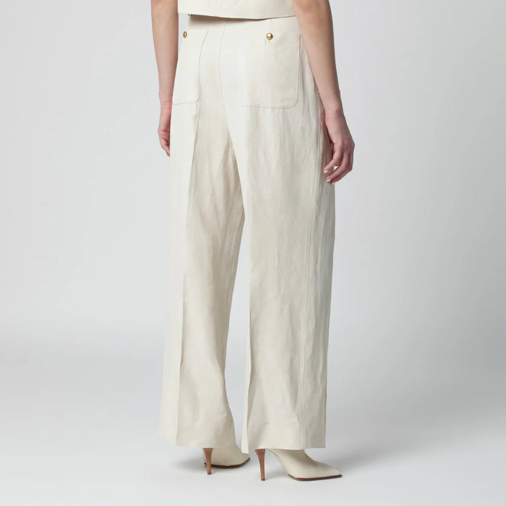 P.A.R.O.S.H. - Sand-colored linen-blend trousers
