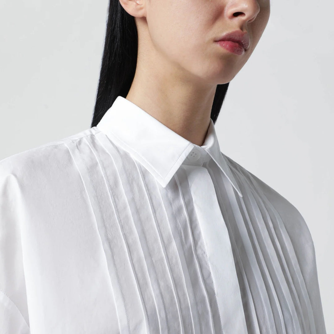 P.A.R.O.S.H. - White cotton shirt with pleated detail