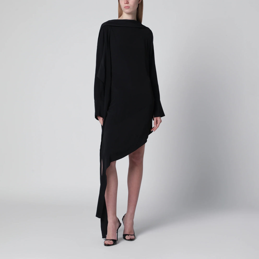 Francesco Murano - Black asymmetric silk-blend dress