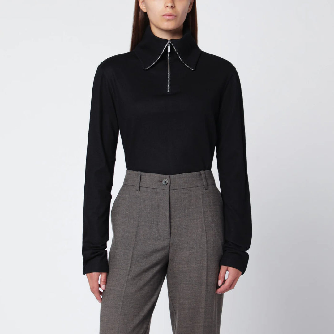 Entire Studios - Black wool zip-collar top