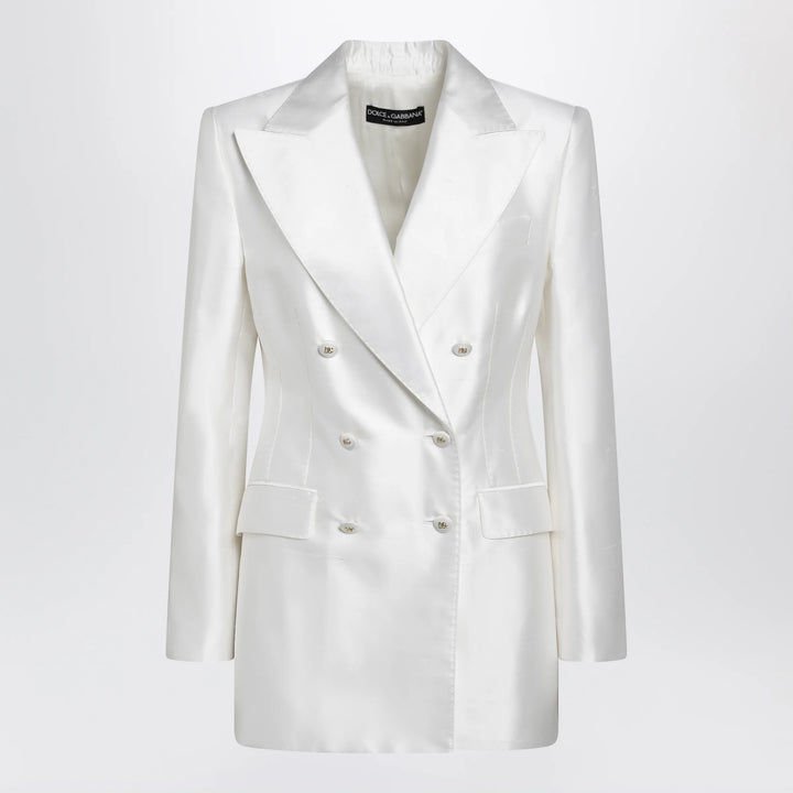 Dolce&amp;Gabbana - Double-breasted silk jacket in natural white
