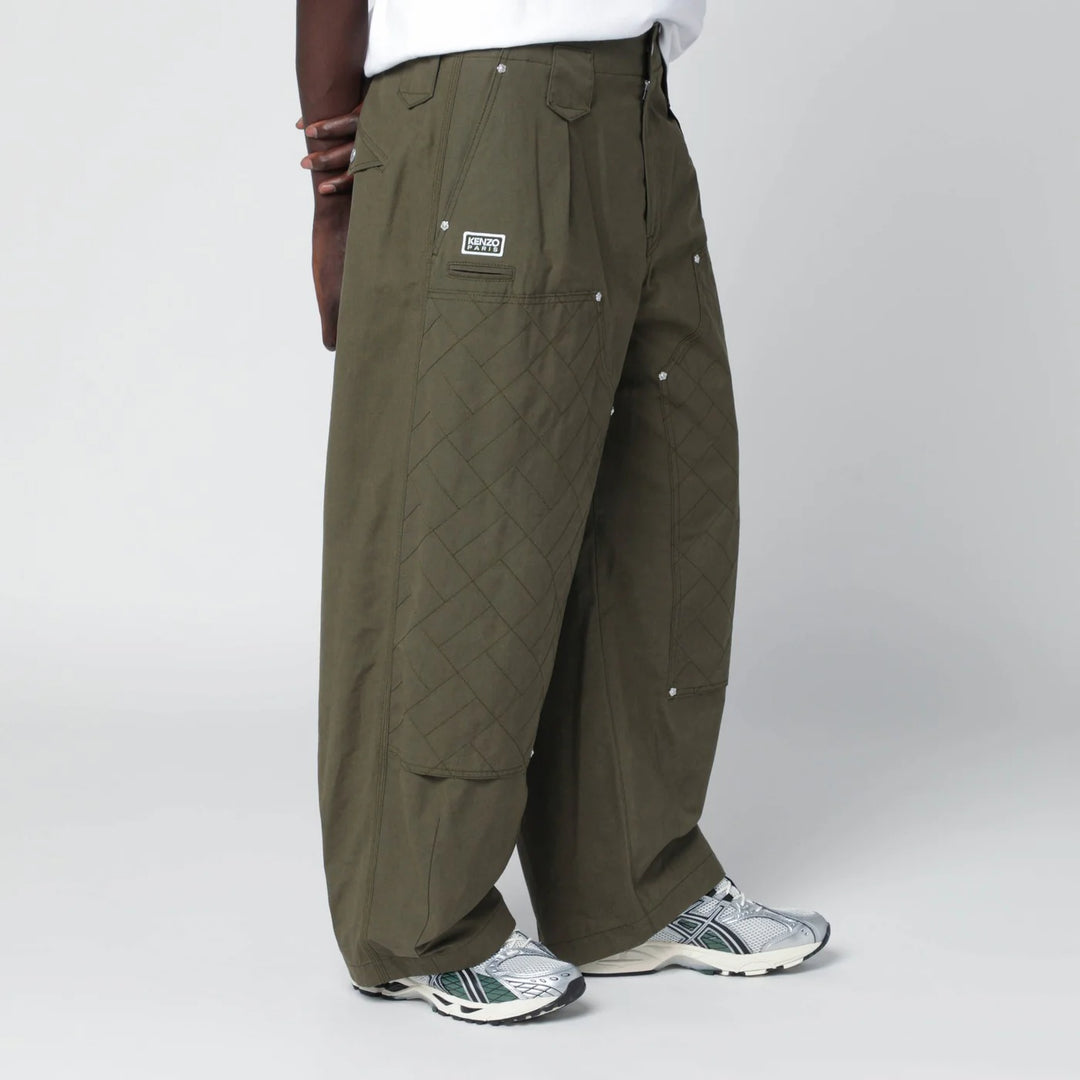 KENZO - Khaki green cotton trousers