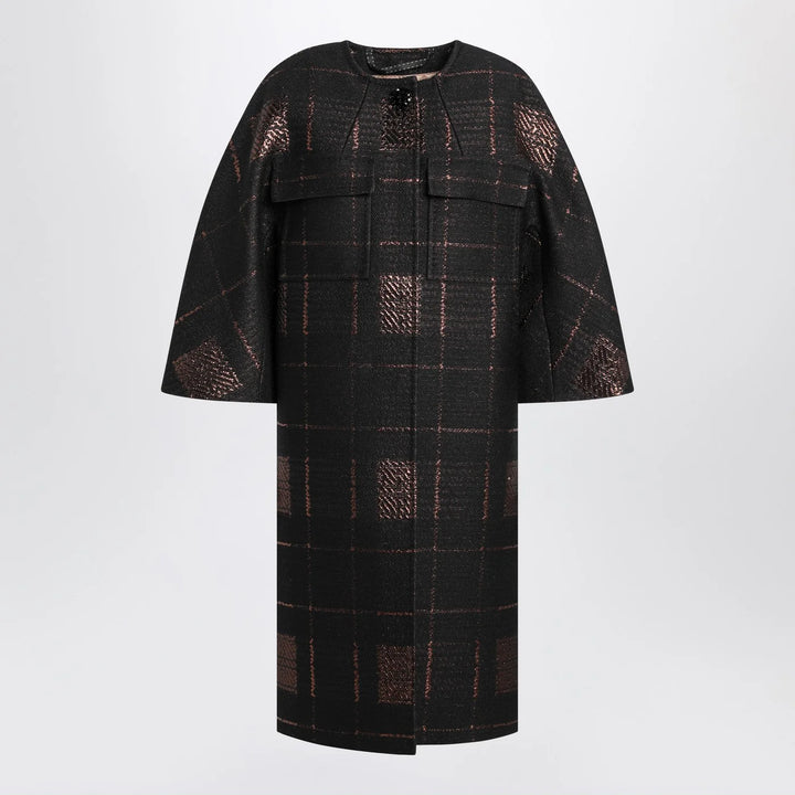 Max Mara Atelier - Black cocoon coat in jacquard lamé