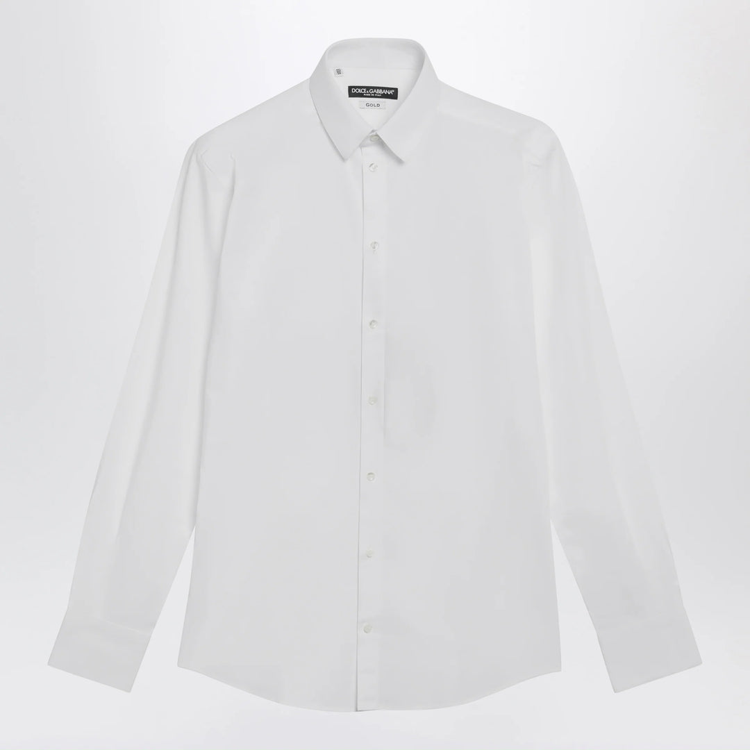 Dolce&amp;Gabbana - White stretch poplin gold shirt
