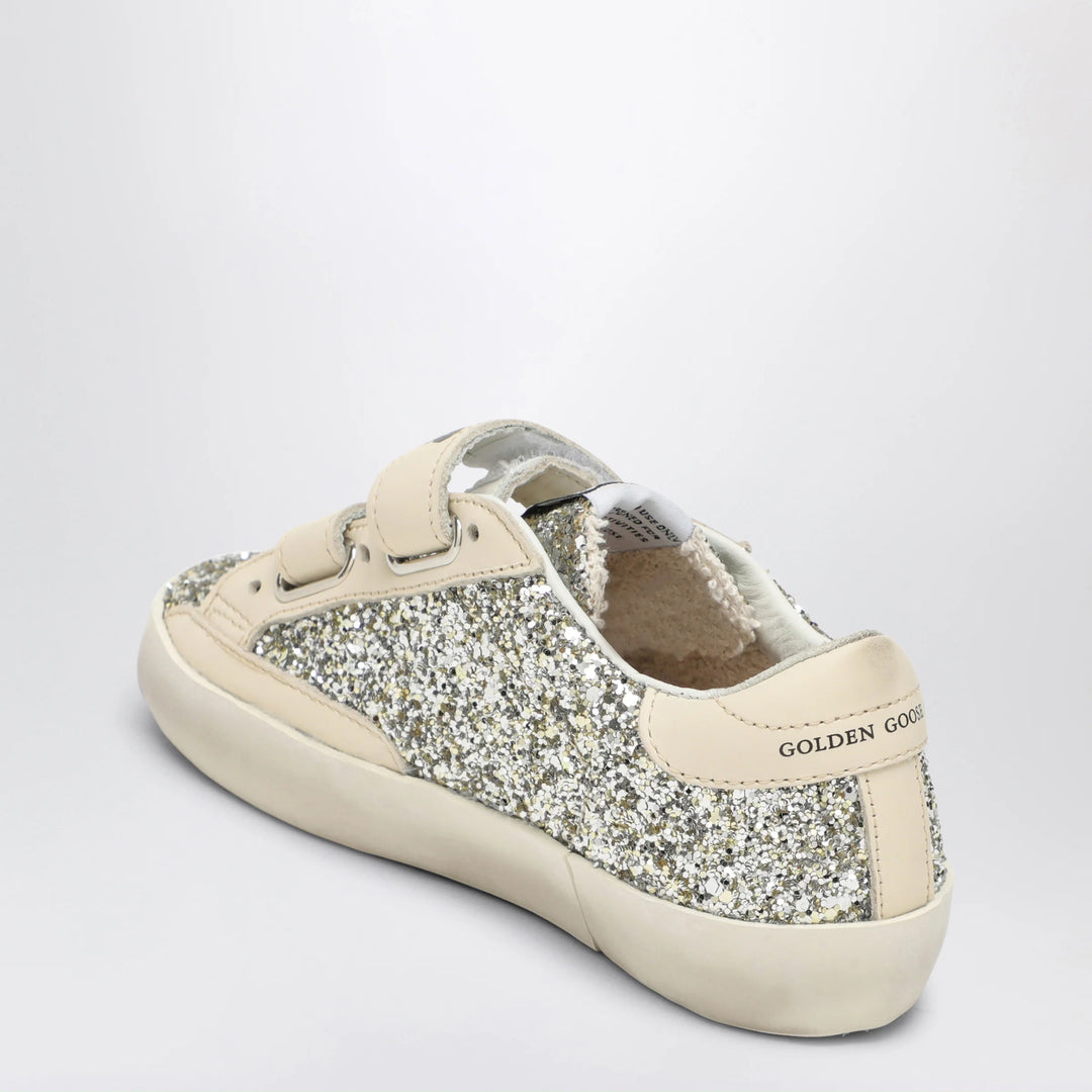 Golden Goose - Old School Sneakers in platinum/cream glitter