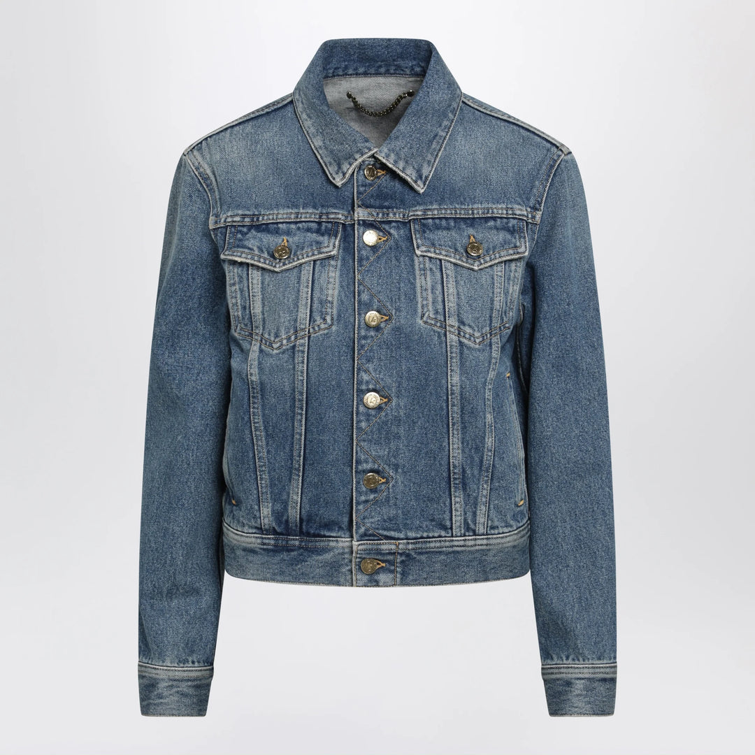 Golden Goose - Blue denim jacket with classic collar and logo buttons