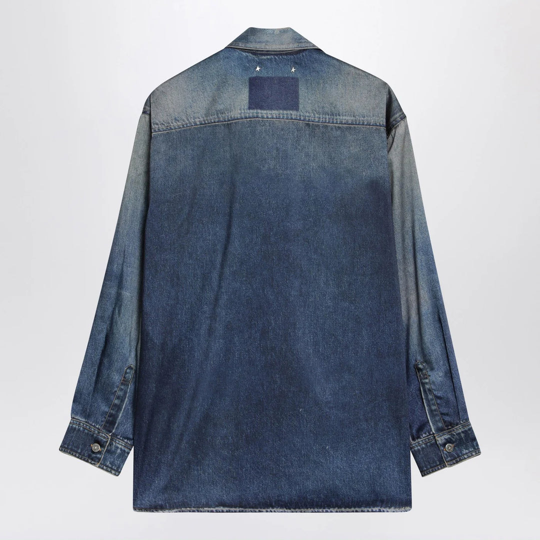 Golden Goose - Blue oversized Patty shirt with denim print