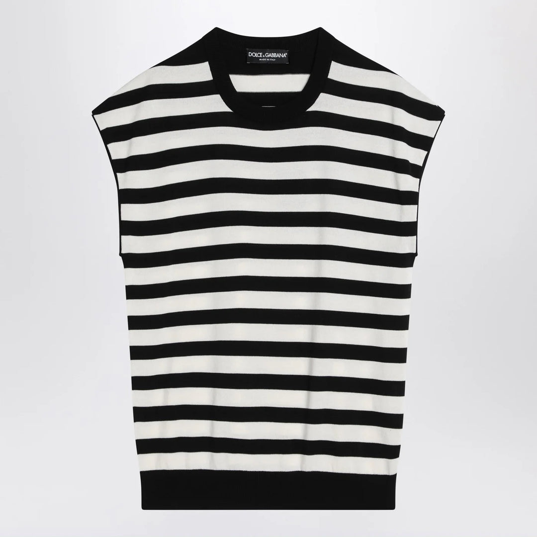 Dolce&amp;Gabbana - Sleeveless kimono-style striped sweater
