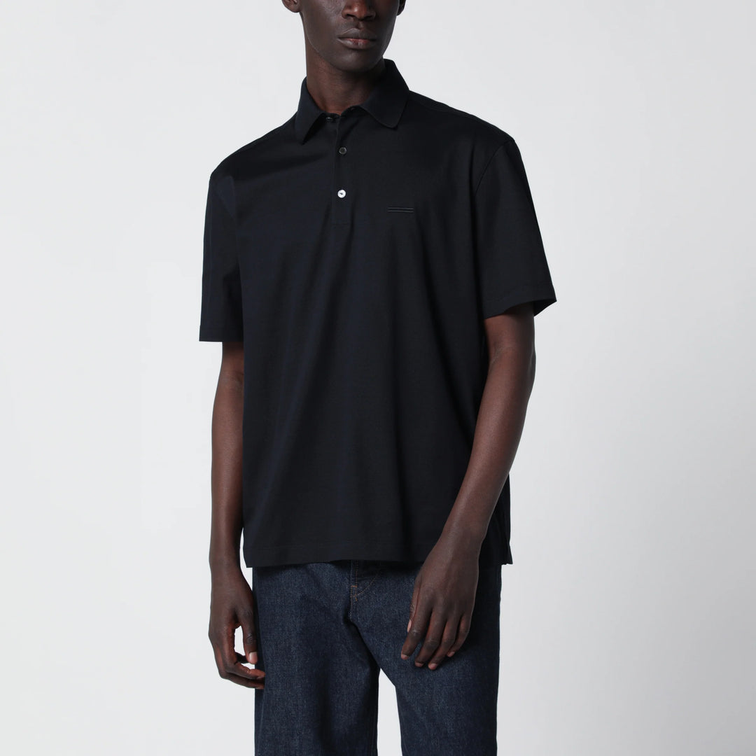 ZEGNA - Navy blue cotton polo