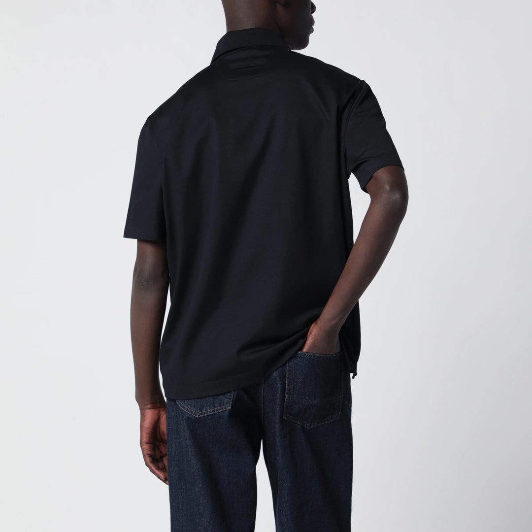ZEGNA - Navy blue cotton polo